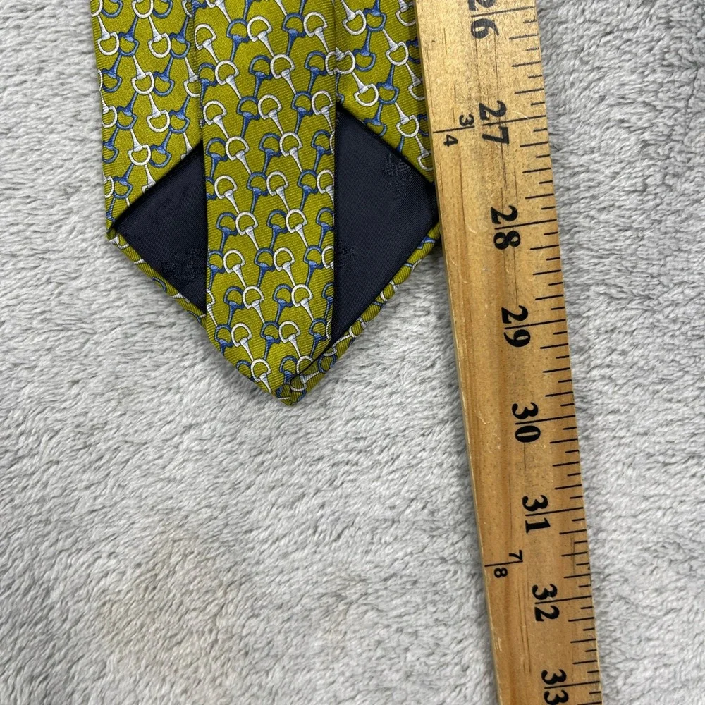 Brooks Brothers Necktie Mens OS Green Horsebit Print Pure Silk Made in USA